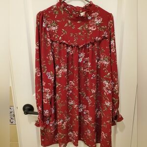 Dark Raspberry Mock Neck Dress, Size L